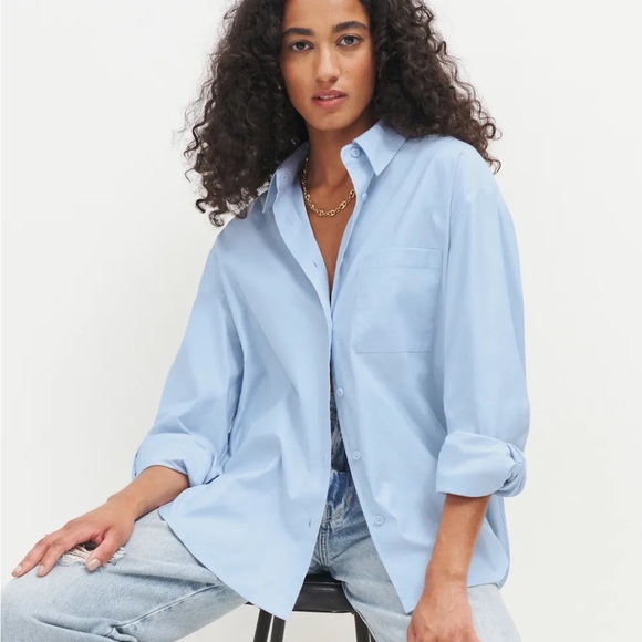 Reformation Light Blue Button Down Shirt - Picture 1 of 6